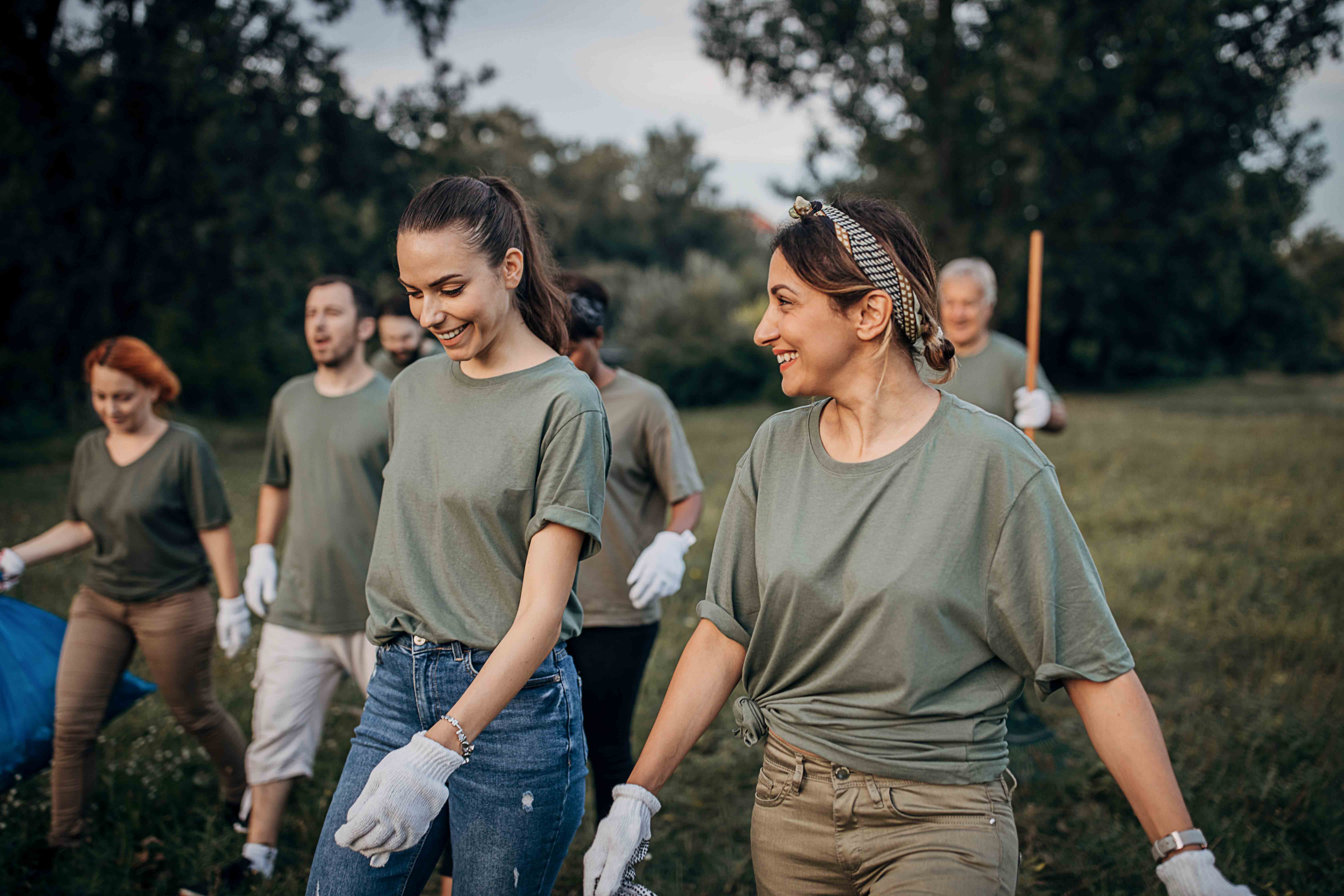 volunteers walking